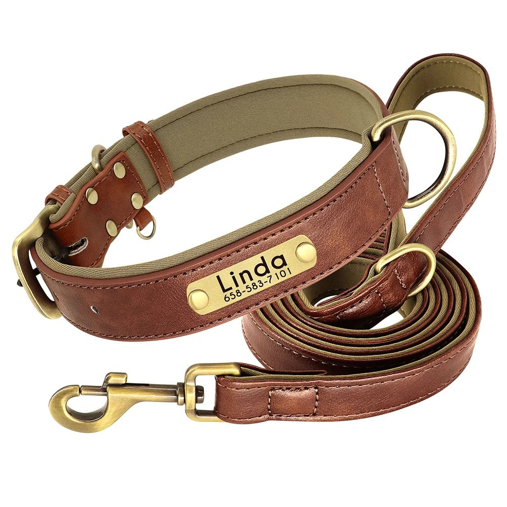 Customized Leather Dog Collar and Leash