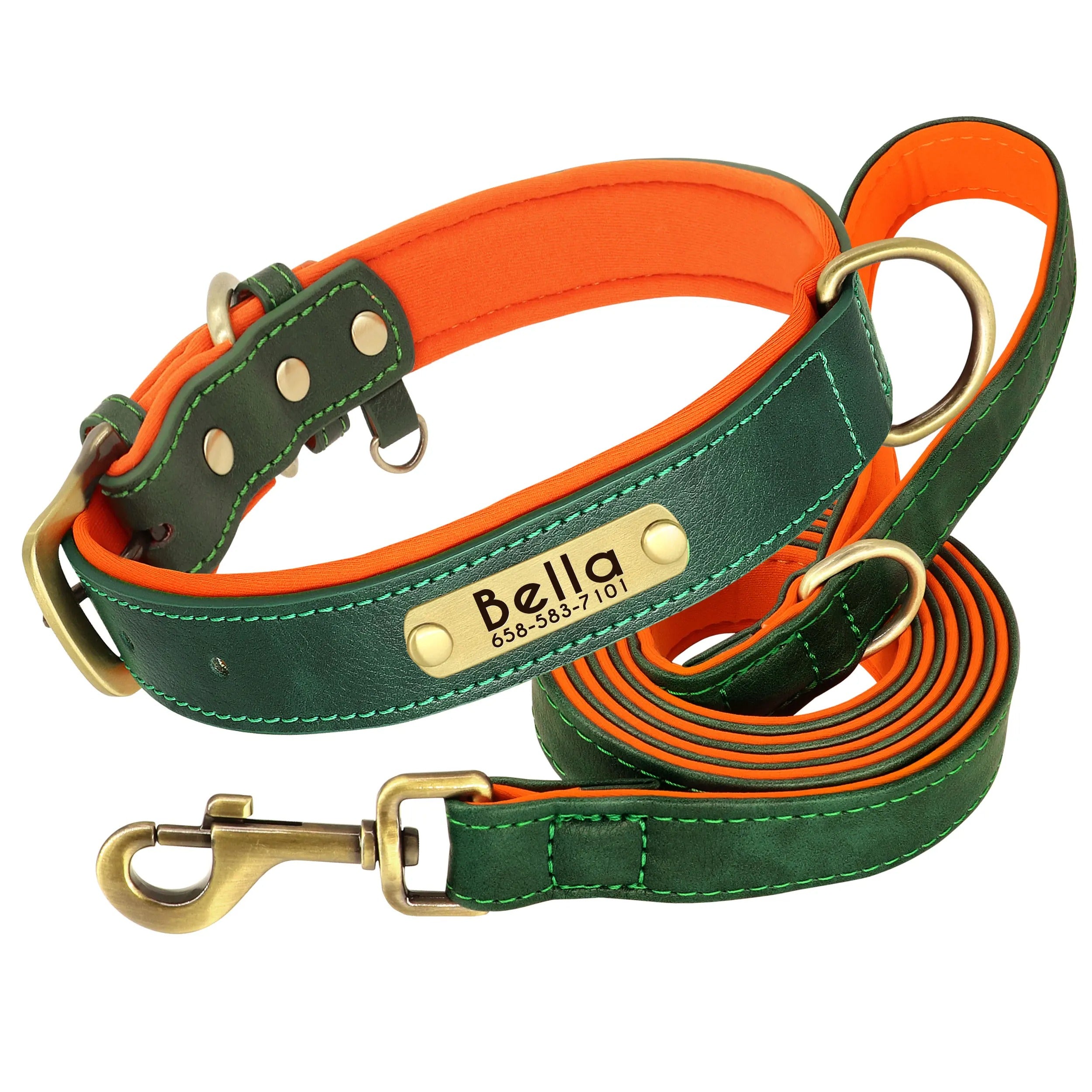 Customized Leather Dog Collar and Leash