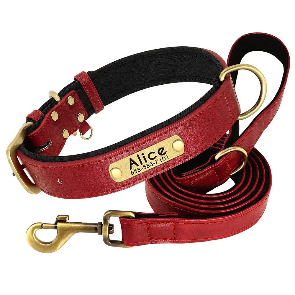 Customized Leather Dog Collar and Leash