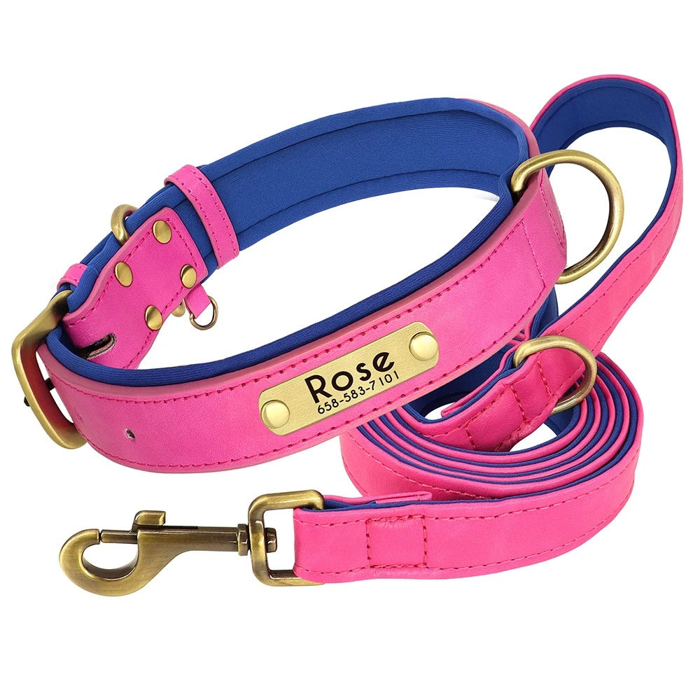 Customized Leather Dog Collar and Leash